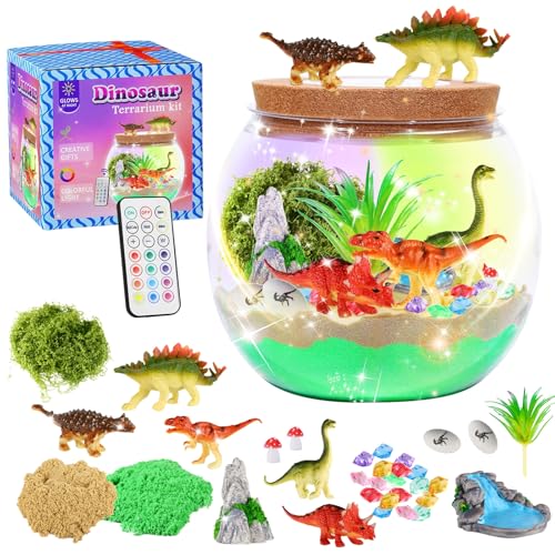 Hannstar Dinosaur Terrarium Kit for Kids-Dinosaur Activities Toys for Boys-Birthday Gifts for Kids Age 4-12 Years Old - color: Dinosaur