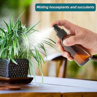 Dark Amber Glass Spray Bottles 4 oz, Small, Fine Mist, 2 Pack | For Essential Oils, Facial Care, Hair Care, Perfumes, Plants, Room Sprays, Travel, Cleaning Solutions