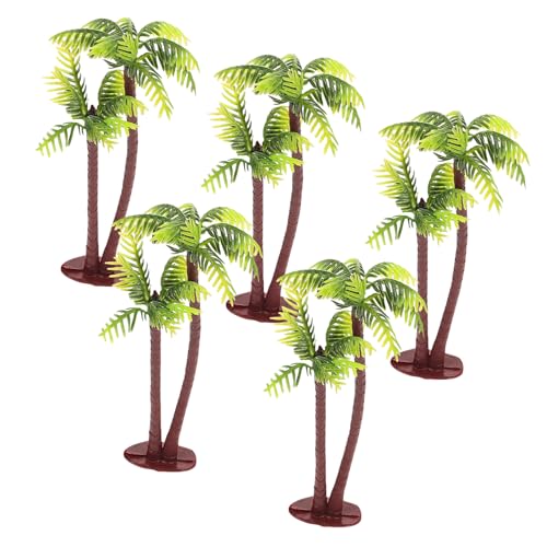 BESPORTBLE 5Pcs Artificial Coconut Tree Cupcake Toppers, Miniature Decorative Landscaping Props for DIY Micro Garden Design