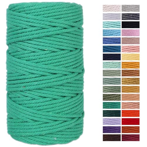 Green Macrame Cord 4mm x 109Yards,Colored Cotton Rope Craft Cord Colorful Cotton Cord Twine for Wall Hanging Plant Hangers Crafts Knitting Decorative Projects - color: Green, size: 4mm x 109yards