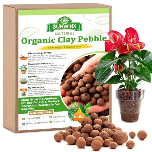 6LB Organic Leca Clay Pebbles for Plants, 4-16mm Natural Leca Balls - size: 6LB