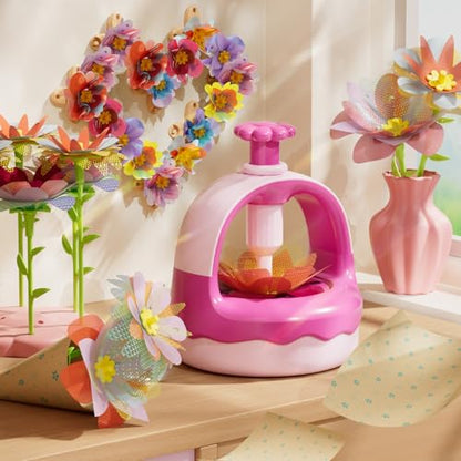 Fabric Flower Bouquet Craft Kit, DIY Arts & Crafts Toy for Kids, Creative Flower-Making Activity Set, Educational Preschool Toy, Perfect Birthday & Christmas Gift for Girls Ages 4 5 6 7 8+ (red) - color: red