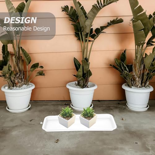Yardwe 10Pcs Rectangular Plant Tray, Plastic Flower Pot Saucer, Reusable Bonsai Pot Tray, Ideal for Indoor and Outdoor Plants, Prevents Overwatering, Easy to Clean, 15.66 X 5.90 Inch, White - color: White