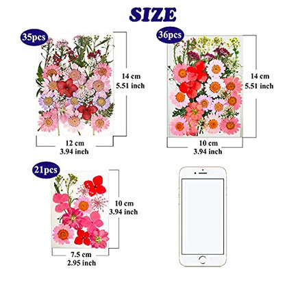 83 Pcs Pink Real Dried Pressed Flowers Natural Leave Petals for DIY Resin Molds Candle Jewelry Nail Crafts - color: Pink
