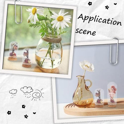 SUNNYCLUE 12Pcs Mini Glass Dome Cover 30x50mm Mini Dome Glass Jar Glass Display Dome Glass Bell Jar with Cork Base Mini Cloche Dome Small Glass Bottles for Wedding Home Christmas Party Favor Decor