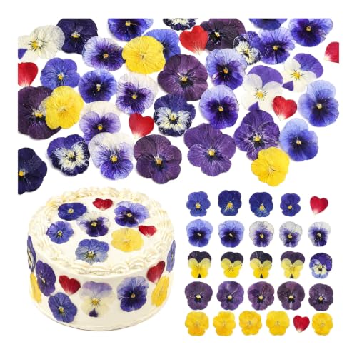 48 Pieces of 8 Natural Dry Pressed Edible Flowers for Cake Decoration - Mixed Viola Tricolor for Cupcake Decoration, Cocktails, Resin Jewelry Making, DIY Art Crafts - color: 48pcs Peach
