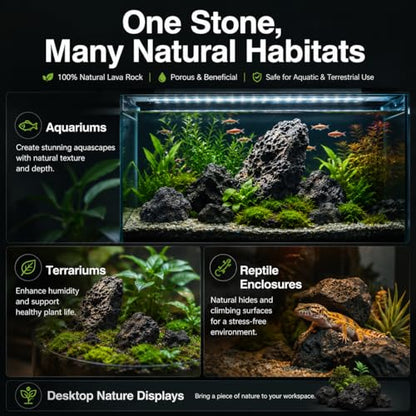 2–3.1 Inches Natural Black Lava Rocks, 4PCS Small Aquarium Rocks for Aquascaping, Fish Tank Decor, Nano Tanks, Terrariums & Reptile Enclosures (Small 2–3.1 in) - size: Small 2–3.1 in