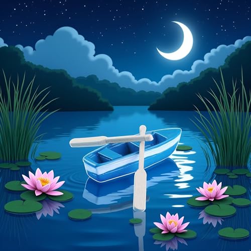 Set of Blue Mini Rowboat Mini Tiny Wooden Boat with Oars for Fairy Garden Kits for DIY Fairy Garden Dollhouse Decoration with Oars Canoe Model,Figurines Dollhouse Accessories Décor