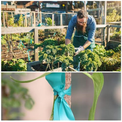 TELENT OUTDOORS 4 Rolls Stretch Tie Tape, 1” Wide 200FT Reusable Garden Plant Ties Green Tapes for Plants, Thick Garden Vinyl Stake Ribbon for Branches Flowers Tomatoes Indoor Outdoor Greenhouse - size: 800FT