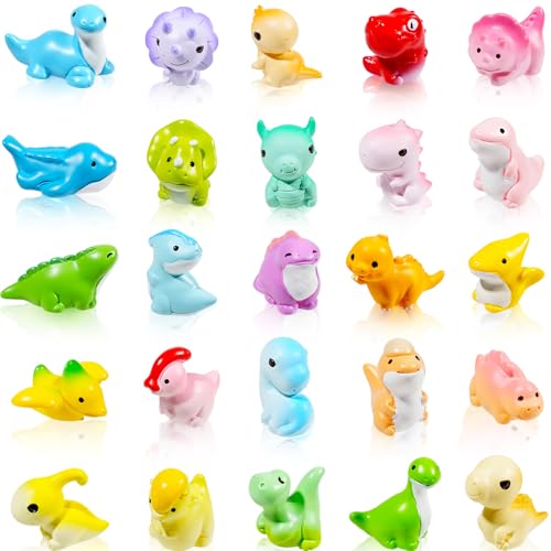 Exasinine 25 Pcs Mini Dinosaur Figurines Colorful Resin Dinosaur Figure Set - style: B