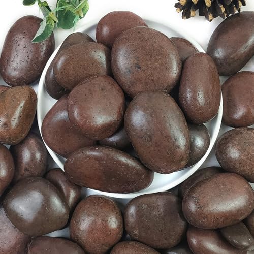 YISZM 10lbs Red River Rocks, 2-3 Inch Natural Pebbles for Indoor Plants, High Polished Decorative Stones Vase Filler Fish Tank Aquariums Landscaping Garden - color: Red, size: 10 Pounds