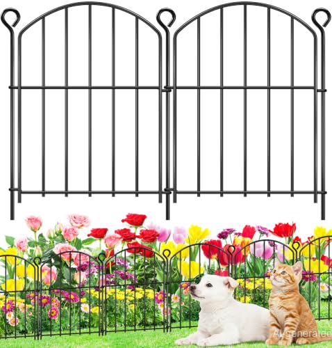 Decorative Garden Fence 17in (H) x10ft (L),Arched Rustproof Metal No Dig - size: 10 Panels-17in(H) x 10ft(L) without Gate