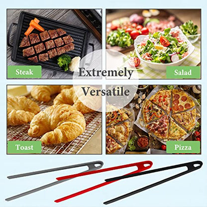 3PCS Silicone Toast Tongs, Trivet Tongs for Cooking, 11.8Inch Silicone Kitchen Tong with Anti-slip Design, Long BBQ Grilling Tong for Toaster, Pan Fried Steak, Barbecue and Salad by Sunenlyst - size: 11.8 Inch, 3pcs