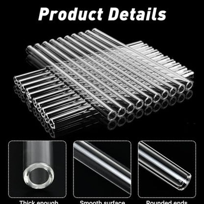 20 Pieces 12 Inches Long Clear Glass Tubes for Art DIY, 12mm OD 8mm ID 2mm Thick Wall Glass Borosilicate Blowing Tubing with 2 Cleaning Brush
