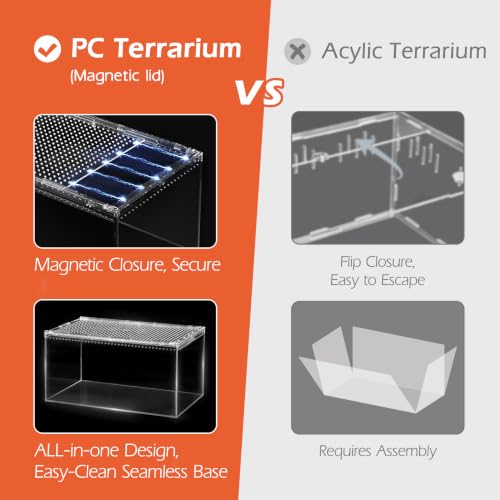 AZV Escape Proof Tarantula Enclosure,Polycarbonate Hermit Crabs Tank Large - size: Large(11.81*7.87*5.90inch)