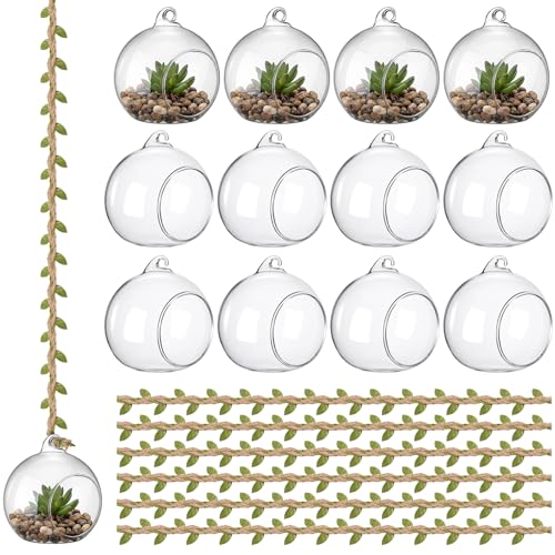 GlikCeil 13 Pcs Hanging Glass Globes for LED Tea Lights Candles, Clear - color: Clear