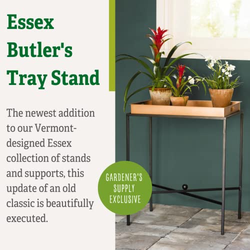 Gardener's Supply Company Essex Butler's Tray Plant Stand | Sturdy Indoor Potted Plants & Flower Holder with Watertight Planter Tray for Water Spills and Easy Transport | Easy to Install