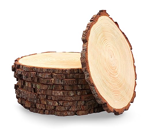 Set of 10 Large Wood Slices (11-13”) – Rustic Wooden Rounds for Wedding Centerpieces, Event Decor, and Table Centerpieces - size: Set of 10 Large (11-13")