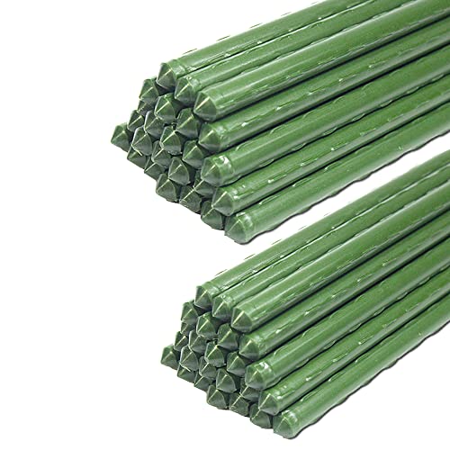G-LEAF Garden Stakes 6 ft Plastic Coated Steel Tube Sturdy Metal Plant Sticks for Tomato,Cucumber,Bean,Tree,Pack of 50 - size: 6FT-50 PACK