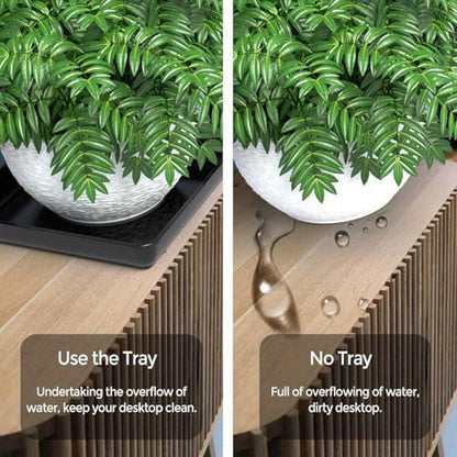 4 Pack 12 Inch Square Plant Saucer, Plant Drip Trays and Flower Pot Saucers, Plant Trays for Indoors No Holes, Plant Drainage Tray Saucers for Potted Plants (Black)