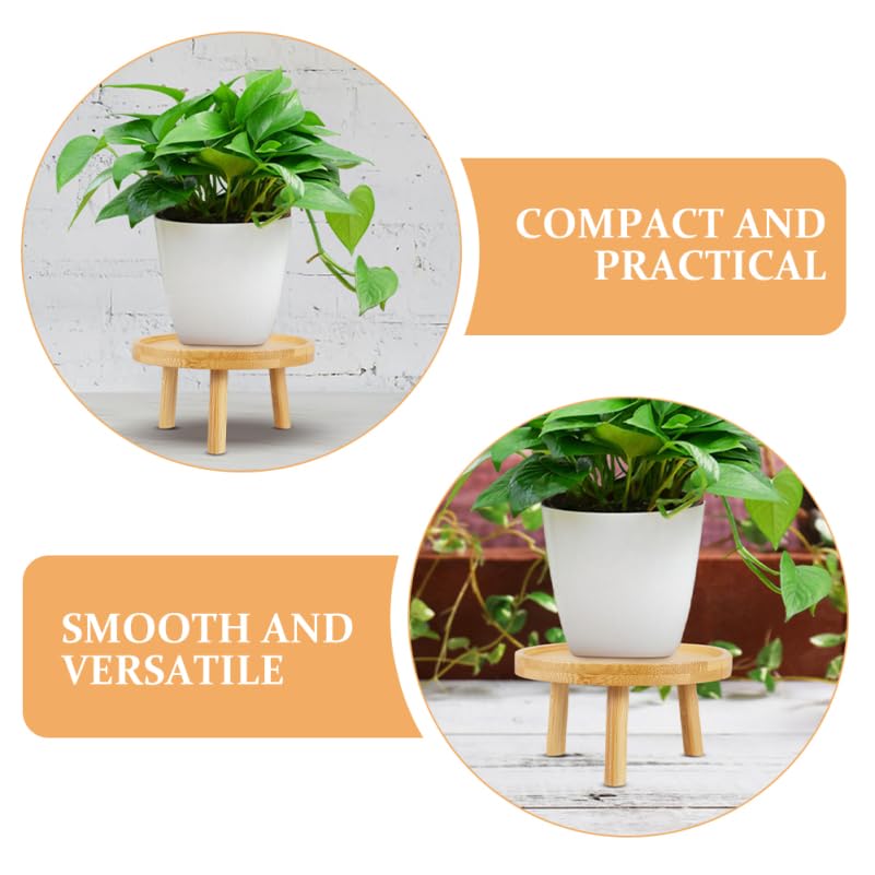 balacoo Solid Wood Plant Stand 2 Pack 5.11 inch Flower Pot Stand and Plant Riser for Indoor Use Wooden Holder for Living Room Balcony Desk Window Sill Natural Finish