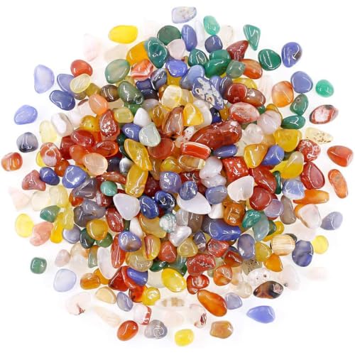 1 LB (460g) Natural Polished Crushed Agate Stones, Multicolored - color: Multicolored