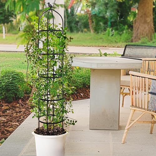 6.7FT Garden Obelisk Trellis for Climbing Plants,81”Metal Plant Support Tower,Heavy Duty Thickened Tube,Rustproof Black Vine & Flower Stand for Outdoor Indoor Use - size: 15“x81”-1 PC