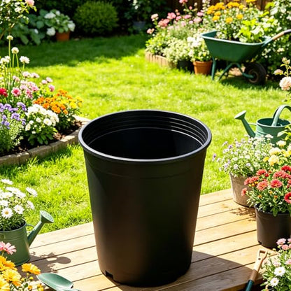Nursery Pot 1 Gallon 1 Gal 2 Gal 3 Gal 5 Gal 7 Gal 10 Gal 15 Gal Nursery Container Injection Molded Pot Fit for Plants Soil Growers or Hydroponics (10,5 Gallon) - size: 5 Gallon