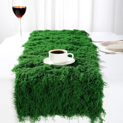Zeyune 2 Artificial Moss Table Runner Party Decor 12 x 71'',Dark Green - color: Dark Green