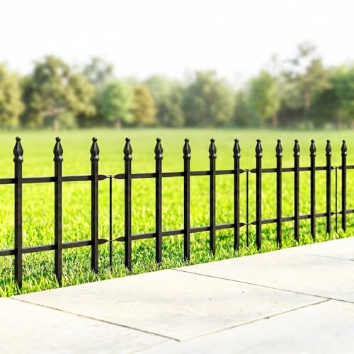 Thealyn 12" H x 16" W Decorative Metal Garden Border Fence, 5 Panels 6.6 Ft - color: Black, size: 12″ H x 16″ W (5 Panels)
