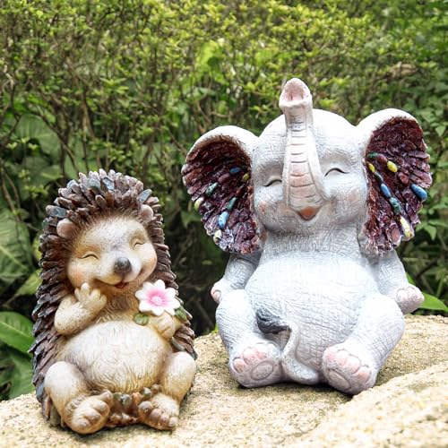 Resin Small Garden Cute Hedgehog Decor, 3.9 Inch High, Waterproof Animal Figure, Outdoor for Flowerpot Lawn Yard, Indoor Shelf Desk Bookshelves - size: Small