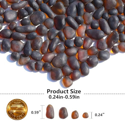 QYGL Sea Glass Stones - 0.55LB Brown Frosted Glass Pebbles Gemstones - color: Brown