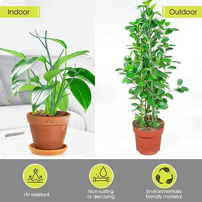 6 Pack Plant Support Stakes for Indoor Plants, 39.37 Inch Tall Twig Plant Sticks with Orchid Clips Twist Ties and Plant Ties for House Potted Monstera Plants Support, Green