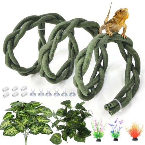 Reptile Vines Flexible Climbing Jungle Vine Plant Habitat Decor,Green - color: Green