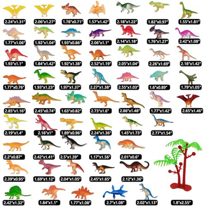 YOOHUA 120PCS Mini Dinosaur Figures Set, Plastic Assorted Mini Dinosaur Figures, Little Dinosaur Figurine, Small Dino Toy 1.5 inch - 3 inch, Great for Dino Cake Topper, Easter Eggs Filler