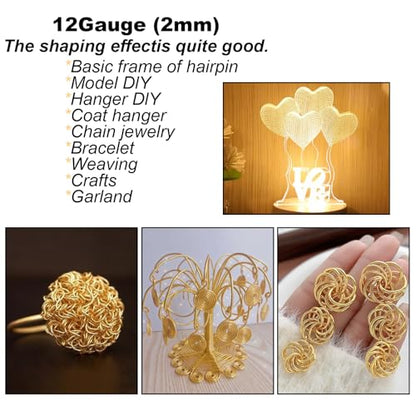 12 Gauge(2mm) Aluminum Wire 35 Yards Anodized Metal Wire for Bonsai Armature Crafting Sculpting Jewelry Craft Making Beading Floral (Brown, 12 Gauge) - color: Brown