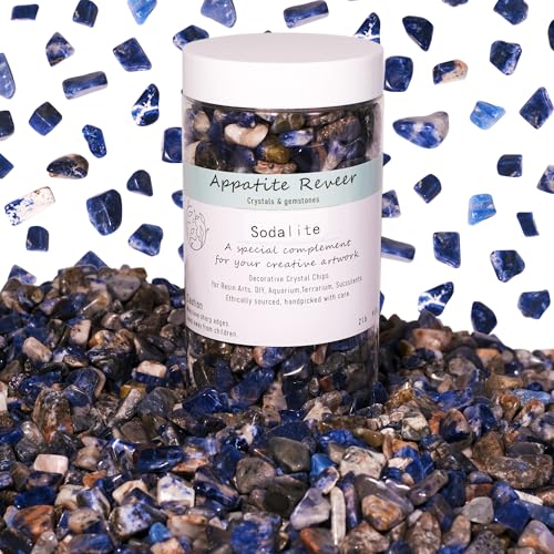 Natural Sodalite Crystal Chips Bulk 2lbs (1200+ Pieces), 8-15mm Blue Polished Gemstone Chips for Jewelry Making, Aquarium Gravel, Succulent Plant Decor & DIY Crafts - color: Sodalite, size: 2LB