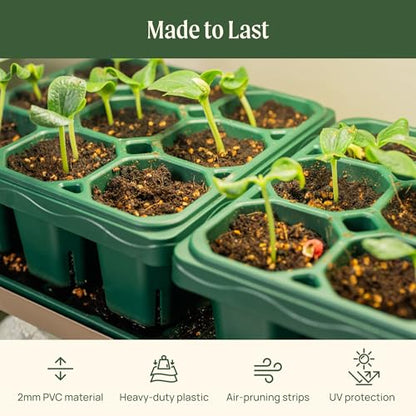 Vego garden Giga Seedling Trays - 16 Pack, 9-Cell UV-Resistant Reusable Starter Trays for Greenhouse/Garden (No Lids) - size: 16 Packs, style: 9 Cells Giga Size