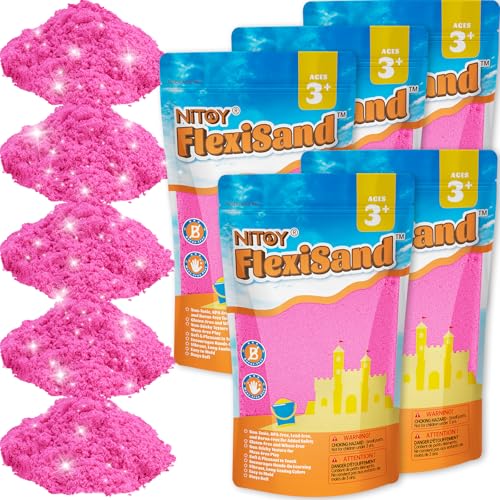 NiToy FlexiSand 11lbs Toy Sand Self-Sticking Non-Toxic Moldable, Hot Pink | Eco-Friendly Individually Packed for Easy Storage Never Dries Out Perfect to Grip Squeeze Knead and Shape - color: Hot Pink