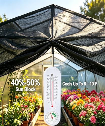 40%-50% Black Shade Cloth for Garden, 6.5x20FT Sun Block Mesh Tarp | Sun Shade Cover for Plants Cover, Greenhouse, Patio, Vegetables, Chicken Coop, Shade Net for Outdoor Protection - size: 40%-6.5 FT x 20 FT