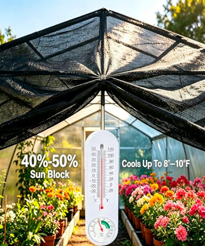 40%-50% Black Shade Cloth for Garden, 6.5x20FT Sun Block Mesh Tarp | Sun Shade Cover for Plants Cover, Greenhouse, Patio, Vegetables, Chicken Coop, Shade Net for Outdoor Protection - size: 40%-6.5 FT x 20 FT