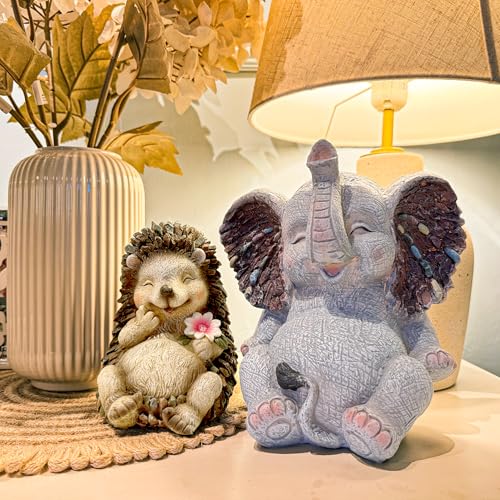 Resin Small Garden Cute Hedgehog Decor, 3.9 Inch High, Waterproof Animal Figure, Outdoor for Flowerpot Lawn Yard, Indoor Shelf Desk Bookshelves - size: Small