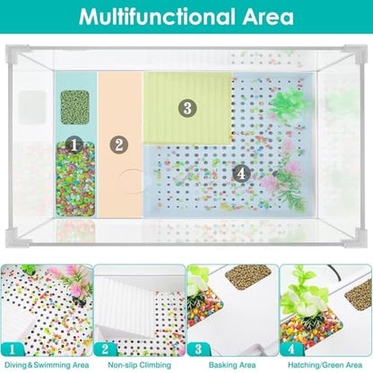 Turtle Tank Kit with Light and Water Pump, Small Turtle Habitat Starter Kit | Easy-Clean Starter Habitat with Basking Platform for Baby Turtles, Small Reptiles, Terrapins and Hermit Crabs - size: Medium Complete Kit