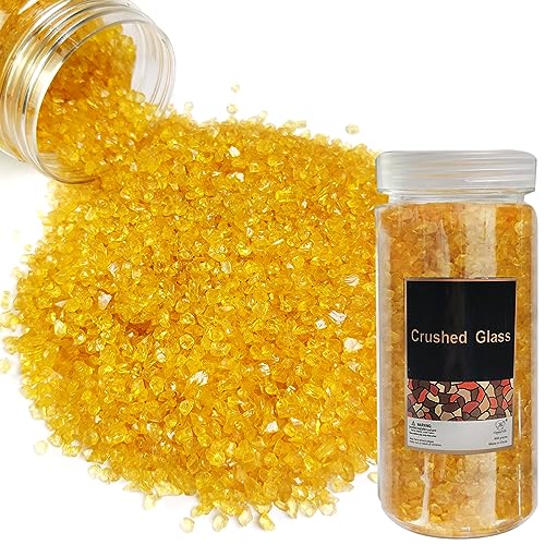 1.3 LB Crushed Glass Broken Pieces for Epoxy Resin Art,Crafts,Yellow - color: Yellow