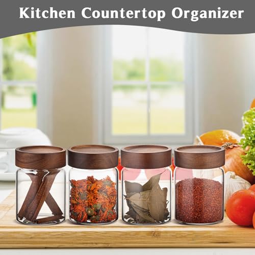 10 oz Small Glass Jars with Top Screw Lid Round Herb Coffee Bean Ground Storage Canister Clear Glass Food Container for Pantry Sugar Tea Coffee Bean Spice Nuts Cookies Bath Salts (2×300ml(10oz)) - color: 2×300ml(10oz)