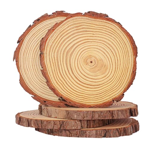 20 PCS Unfinished Wood Slices for Centerpieces, 6.3-7 Inch Natural Wood Slices with Tree Bark Pine and Wood Rounds Discs for DIY Crafts, Centerpieces, Art & Decor - size: 20 PCS 6.3-7 Inch
