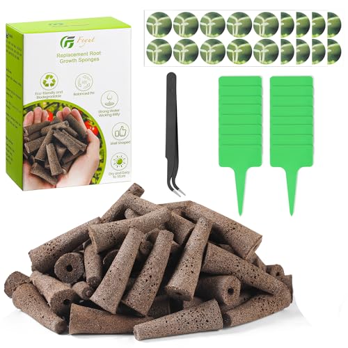 121 Pack Seed Starter Pods Kit for AeroGarden, Including 50pcs Grow Sponges, 50pcs Pod Lables, 1 Tweezers & 20pcs Tags, Replacement Root Growth Sponge for Most Hydroponics Growing System Seed Pods - size: 50pcs Set