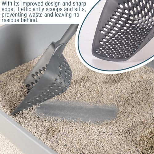Set of 1 Cat Litter Scoop with Small Holes, Deep Sifting Shovel for Fine Litter, Reptile Terrarium Sand & Rabbit Pooper Lifter, Hanging Handle Poop Scooper (Gray, Set of 1) - color: Gray, size: Set of 1
