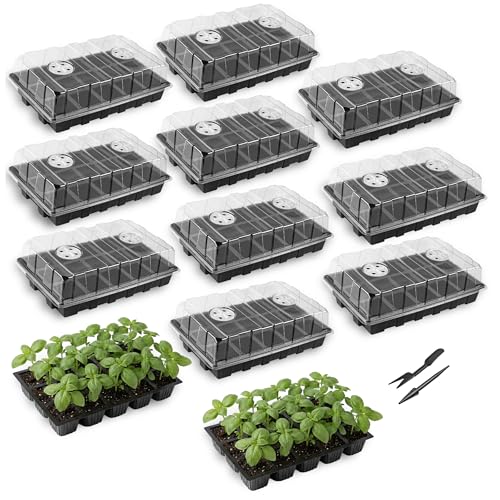 Mr. Pen- Seed Starter Tray Kits, 10 Set, Total 150 Cells | Durable Plant Germination Trays with Humidity Vented Domes and Bases, Ideal for Seed Starting - size: 15-Cells 10-Pack