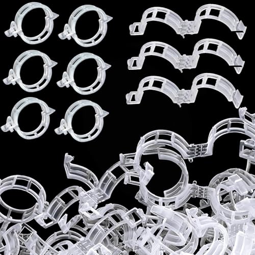 Plant Support Clips, 100 Pcs Tomato Clips, Plastic Trellis Clips, Grape Vine Tomato Vine Vegetables Plants Garden Support Clips to Grow Upright Makes Plants Healthier (Plastic, White) - color: White